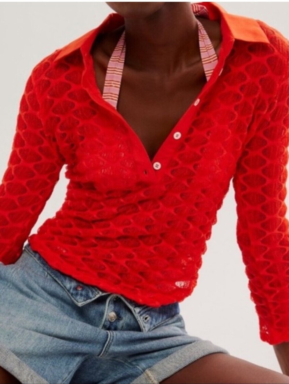 Free People NWTs Girl Next Door Long Sleeve Polo